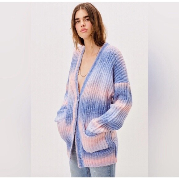 For Love and Lemons Celeste Cardigan Sweater Pink Blue Tie Dye Ombre Size XS - Picture 1 of 10